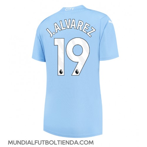 Camiseta Manchester City Julian Alvarez #19 Primera Equipación Replica 2023-24 para mujer mangas cortas